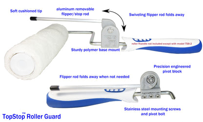 TopStop Roller Guard pictoral with labeled components on a white background